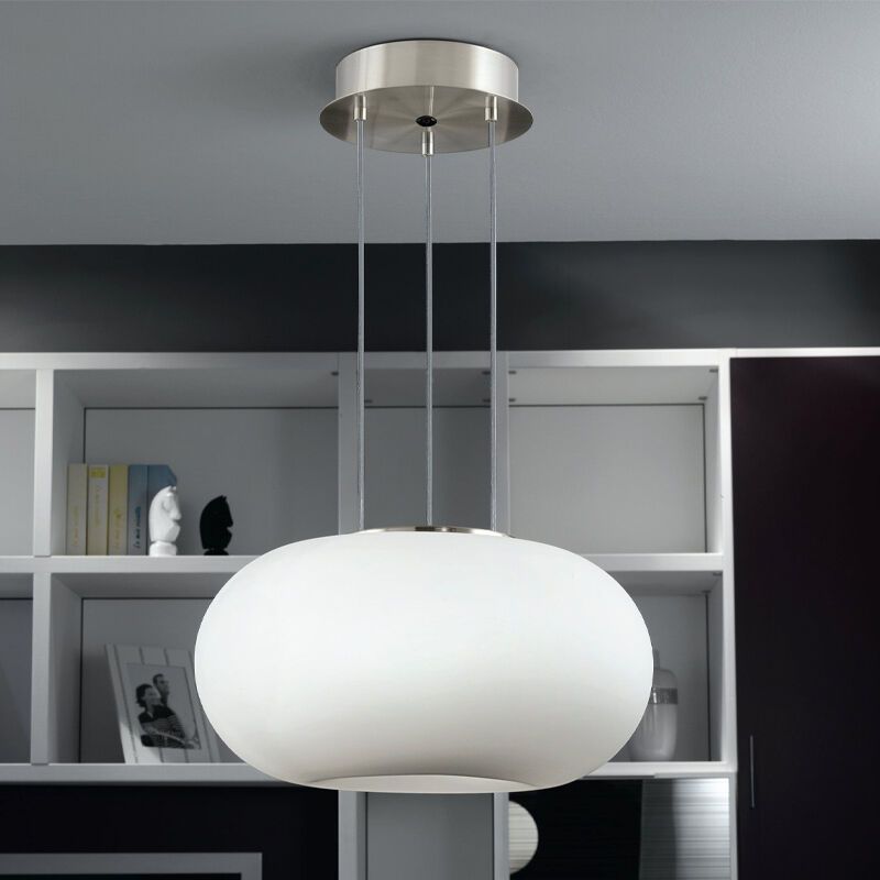 Skleněné designové závěsné světlo niklové, Skyler