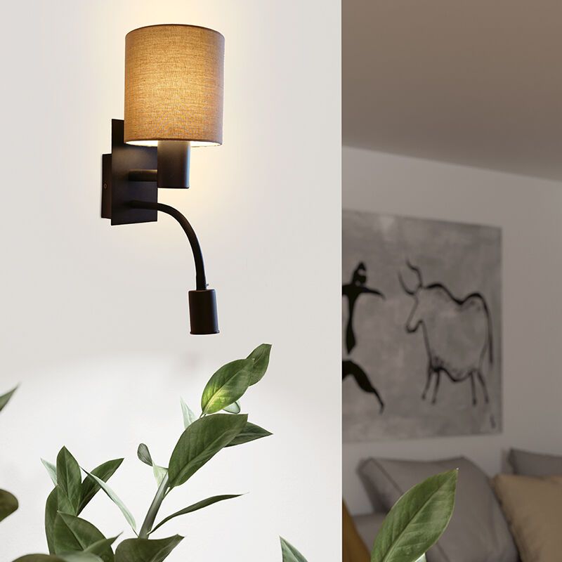 Látková lampa u postele taupe, Abano, s vypínačem