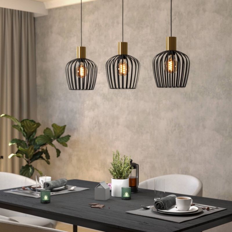 Ocelové industriální závěsné světlo černé, Insaf