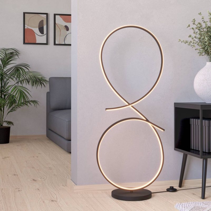 Hliníková moderní stojací lampa černá, Thekla, 20W, LED 3000 K, s vypínačem
