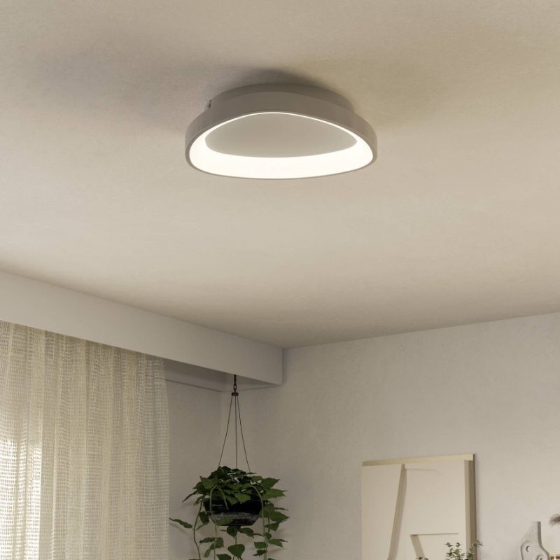 Plastové moderní stropní svítidlo bílé, Shauni, 12W, LED nastavitelný od teplé po studenou bílou, s dálkovým ovládáním