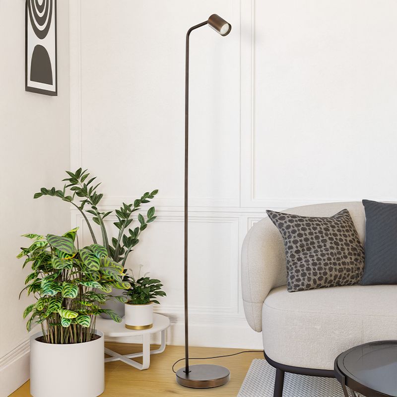 Ocelová moderní stojací lampa bronzová, Rochdi, s vypínačem