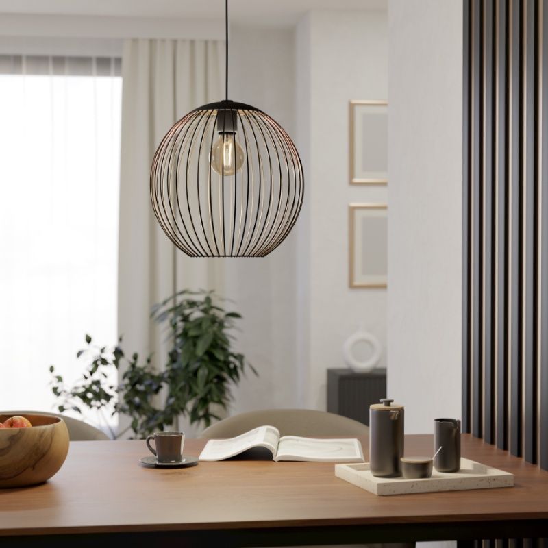 Ocelové industriální závěsné světlo měděné, Aage