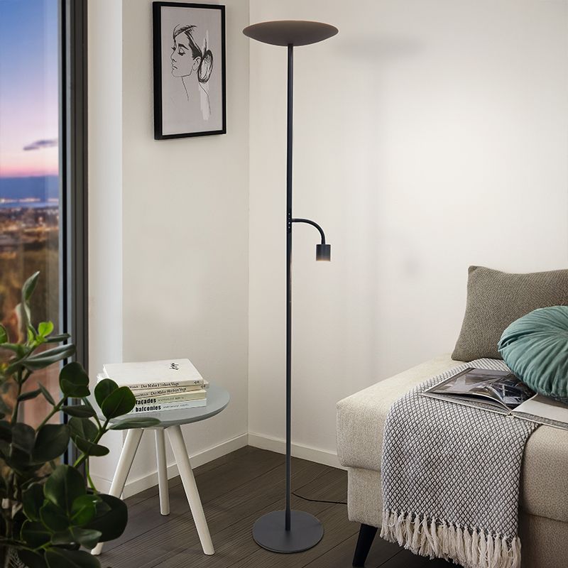 Ocelová moderní stojací lampa černá, Crijn, 26,5W, LED 2700 K, s dotykovým stmívačem