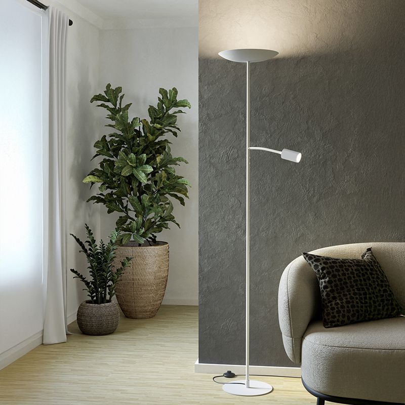 Ocelová moderní stojací lampa bílá, Crijn, 26,5W, LED 2700 K, s dotykovým stmívačem