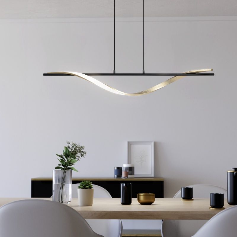 Plastové designové závěsné světlo mosazné, Cunera, 20W, LED nastavitelný od teplé po studenou bílou, s 3stupňovým stmíváním
