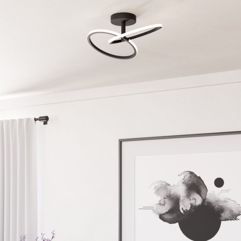 Ocelové designové stropní svítidlo černé, Minh, 12W, LED white switch