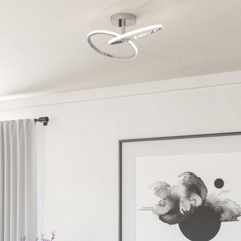 Ocelové designové stropní svítidlo chromové, Minh, 12W, LED white switch