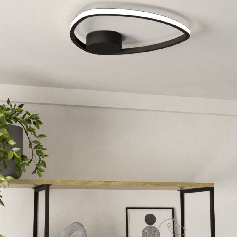 Hliníkové designové stropní svítidlo černé, Minouche, 9,7W, LED white switch, s dálkovým ovládáním