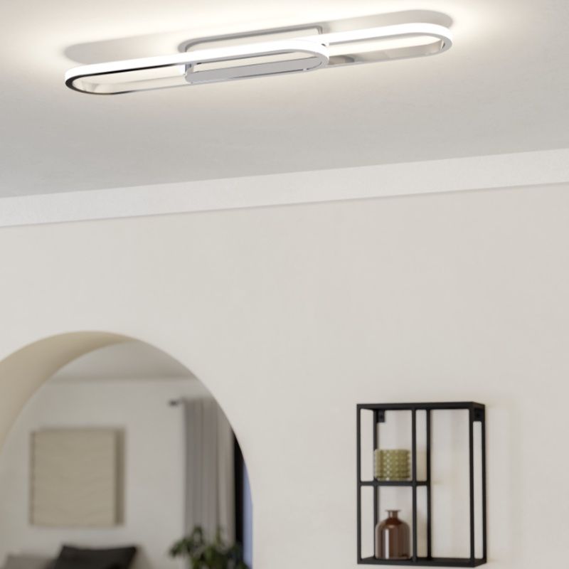 Hliníkové designové stropní svítidlo chromové, Crijn, 20W, LED white switch