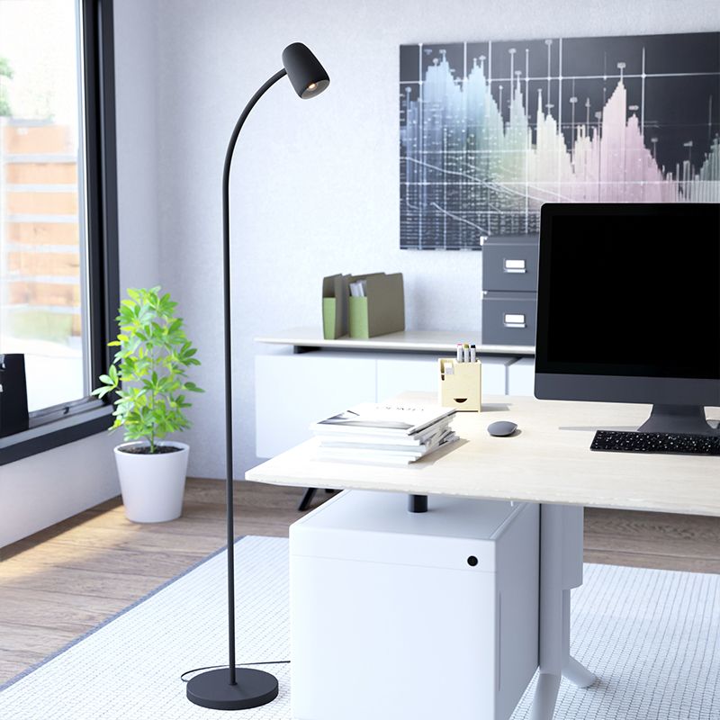Ocelová moderní stojací lampa černá, Sahila, s vypínačem