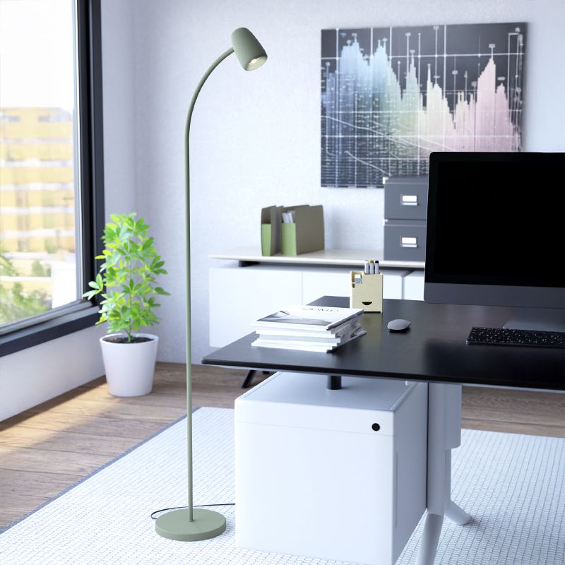 Ocelová moderní stojací lampa zelená, Sahila, s vypínačem