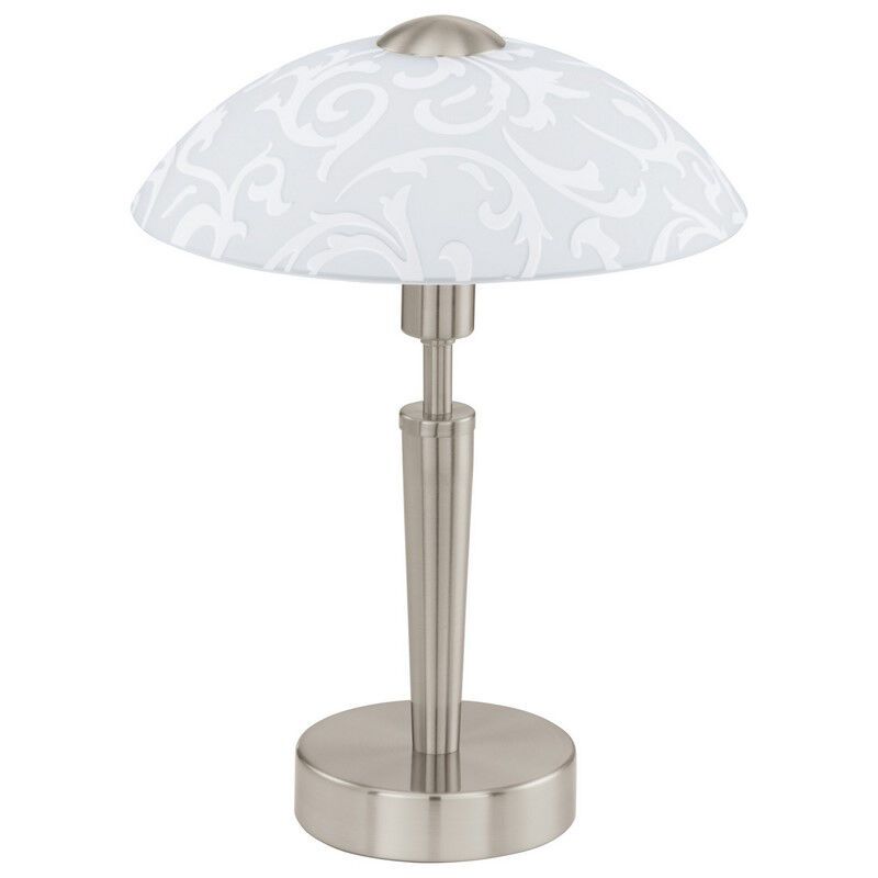 Ocelová klasická stolní lampa niklová, Adi, s dotykovým stmívačem