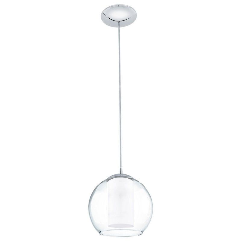 Skleněné designové závěsné světlo chromové, Silvijn