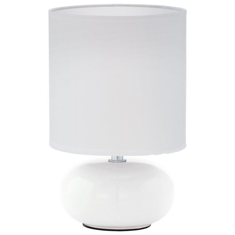 Látková stolní lampa bílá, Matthew, s vypínačem