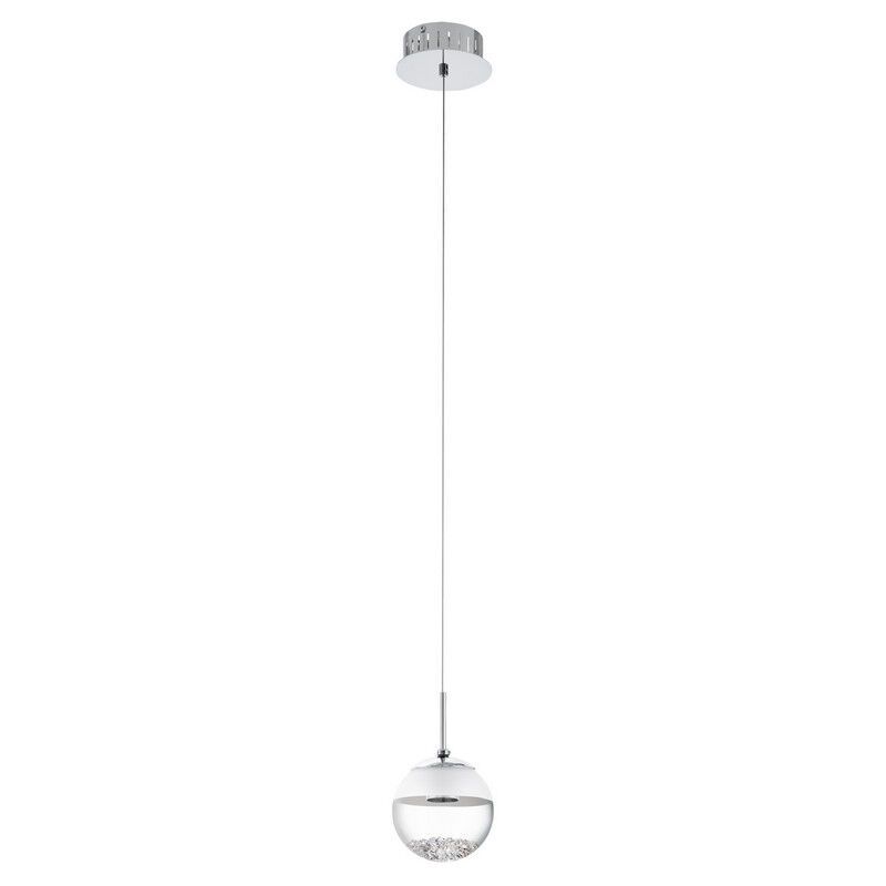 Skleněné designové závěsné světlo chromové, Jorg, 5W, LED 3000 K