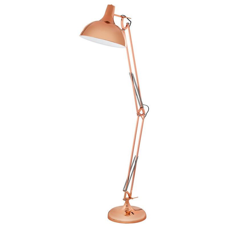 Kovová industriální stojací lampa měděná, Josha, s vypínačem