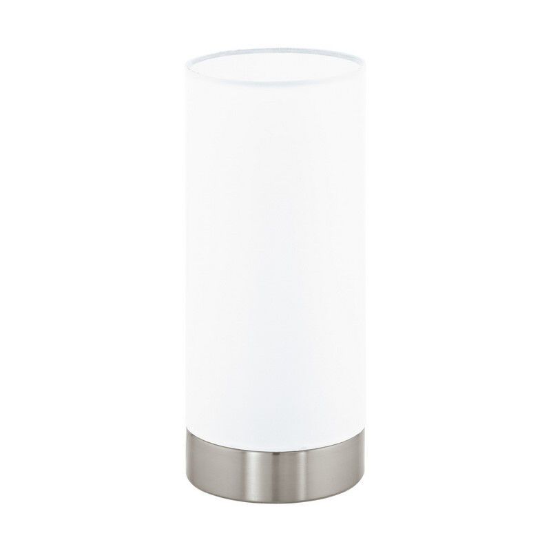 Skleněná moderní stolní lampa niklová, Asiye, s vypínačem