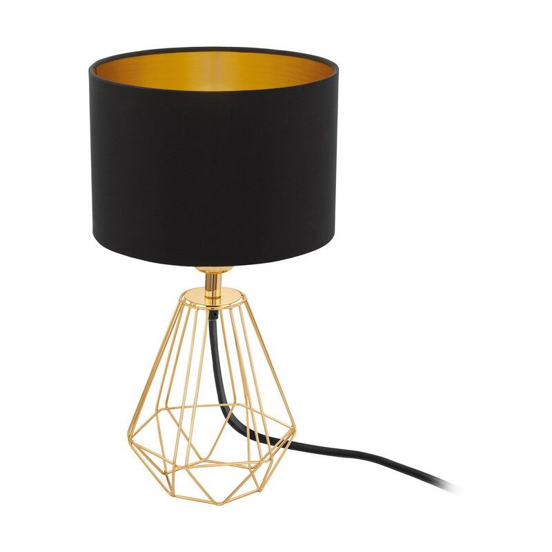 Látková designová stolní lampa mosazná, Acri, s vypínačem