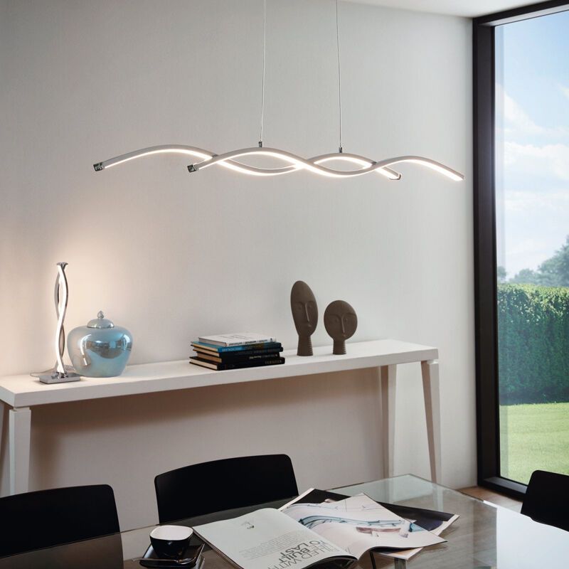 Hliníkové moderní závěsné světlo chromové, Arantxa, 9W, LED 3000 K Hliníkové moderní závěsné světlo chromové, Arantxa, 9W, LED 3000 K