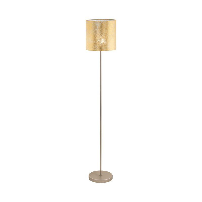 Kovová moderní stojací lampa zlatá, Megan, s vypínačem
