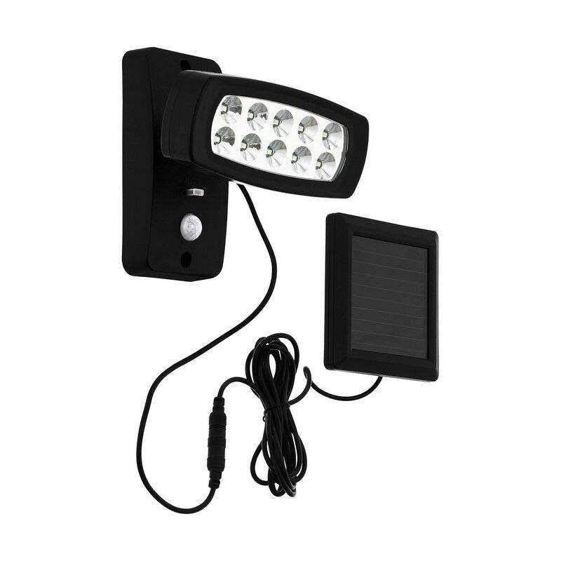 Plastové solární venkovní nástěnné světlo černé, Fuat, 2W, LED 3000 K, IP44 Plastové solární venkovní nástěnné světlo černé, Fuat, 2W, LED 3000 K, IP44