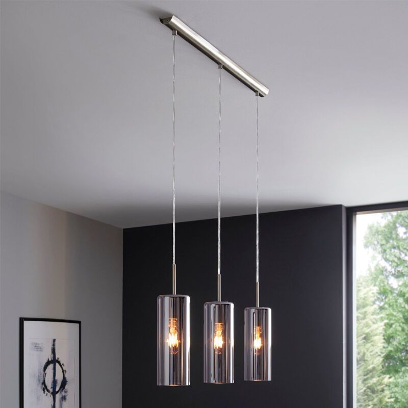 Skleněné designové závěsné světlo niklové, Tino