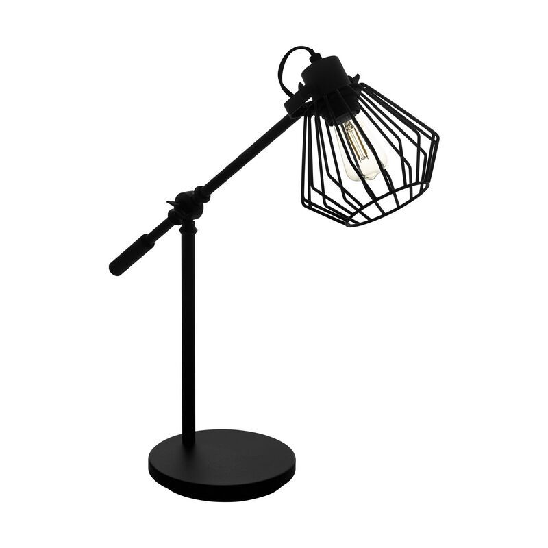 Ocelová industriální stolní lampa černá, Valentijn, s vypínačem