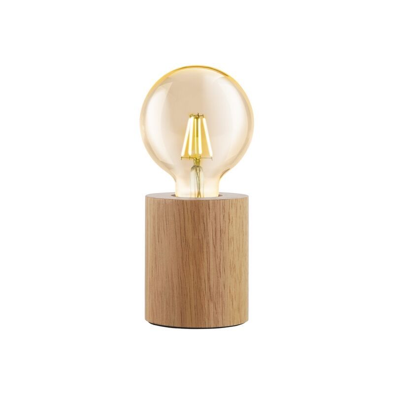 Dřevěná rustikální stolní lampa hnědá, Yannic, s vypínačem