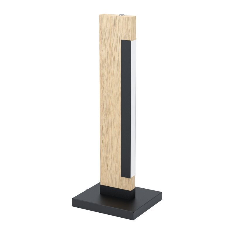 Dřevěná rustikální stolní lampa černá, Ludovica, 6W, LED 3000 K, s vypínačem
