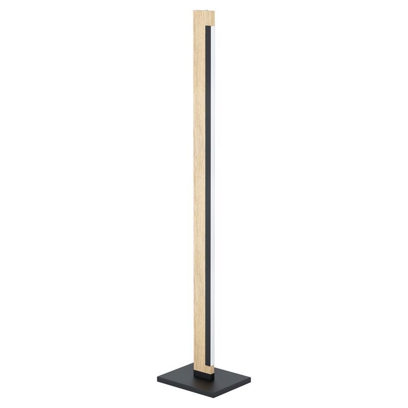 Dřevěná rustikální stojací lampa černá, Ludovica, 22W, LED 3000 K, s vypínačem