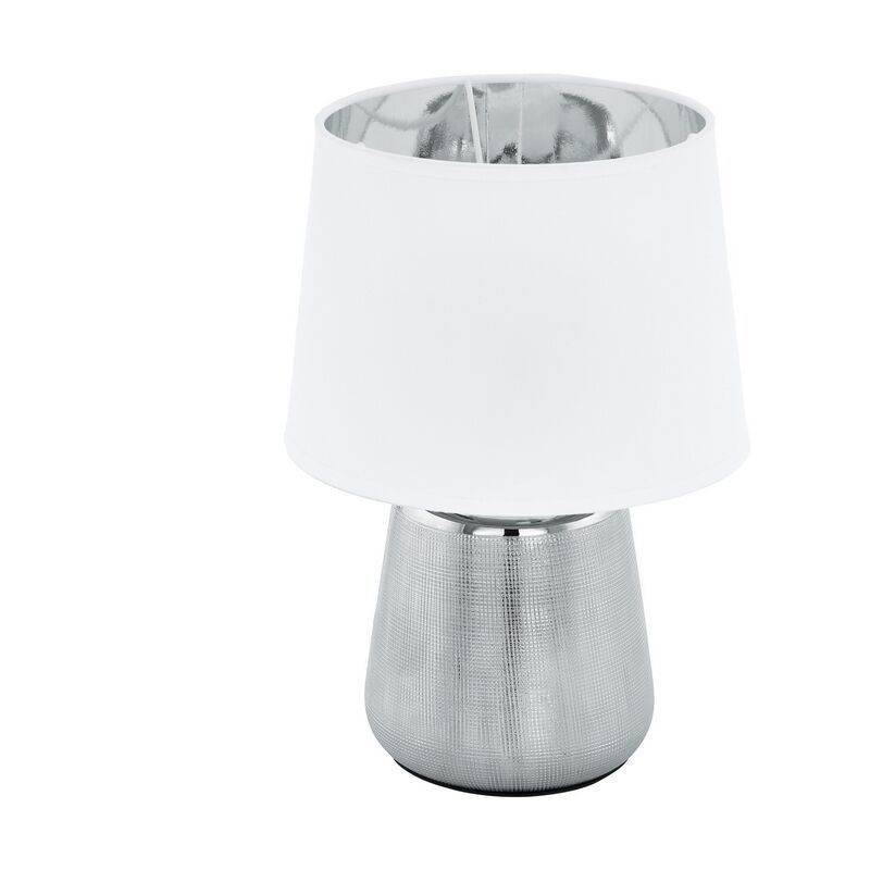 Keramická stolní lampa stříbrná, Elvin, s vypínačem