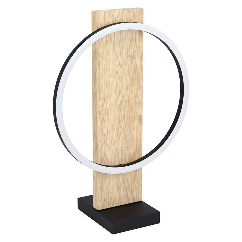 Dřevěná rustikální stolní lampa černá, Annebel, 12W, LED 3000 K, s vypínačem