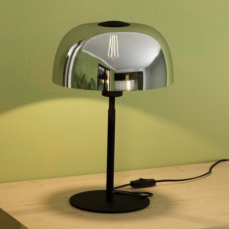Skleněná stolní lampa černá, Miam, s vypínačem