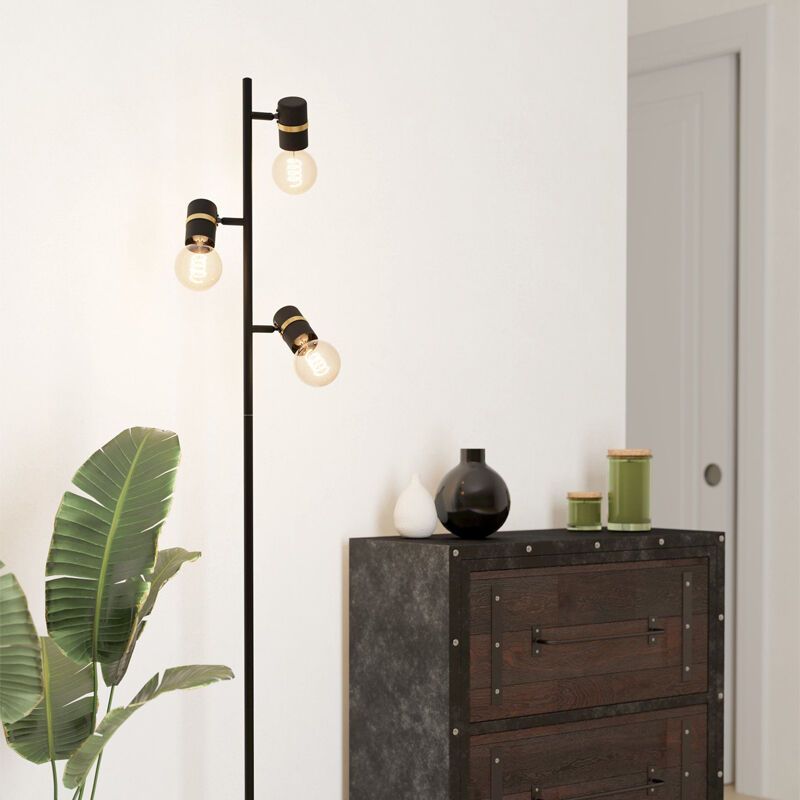 Hliníková stojací lampa černá, Jelger, s vypínačem