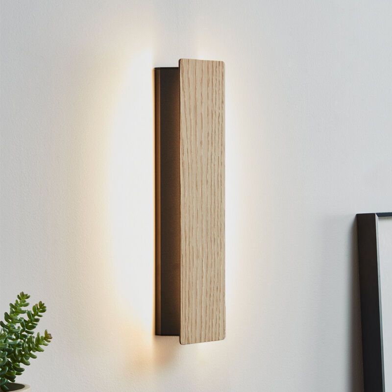 Dřevěné moderní nástěnné světlo černé, Zion, 12W, LED 3000 K Dřevěné moderní nástěnné světlo černé, Zion, 12W, LED 3000 K