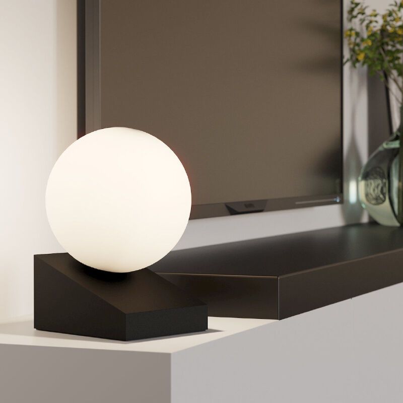 Skleněná stolní lampa černá, Wesly, s vypínačem Skleněná stolní lampa černá, Wesly, s vypínačem