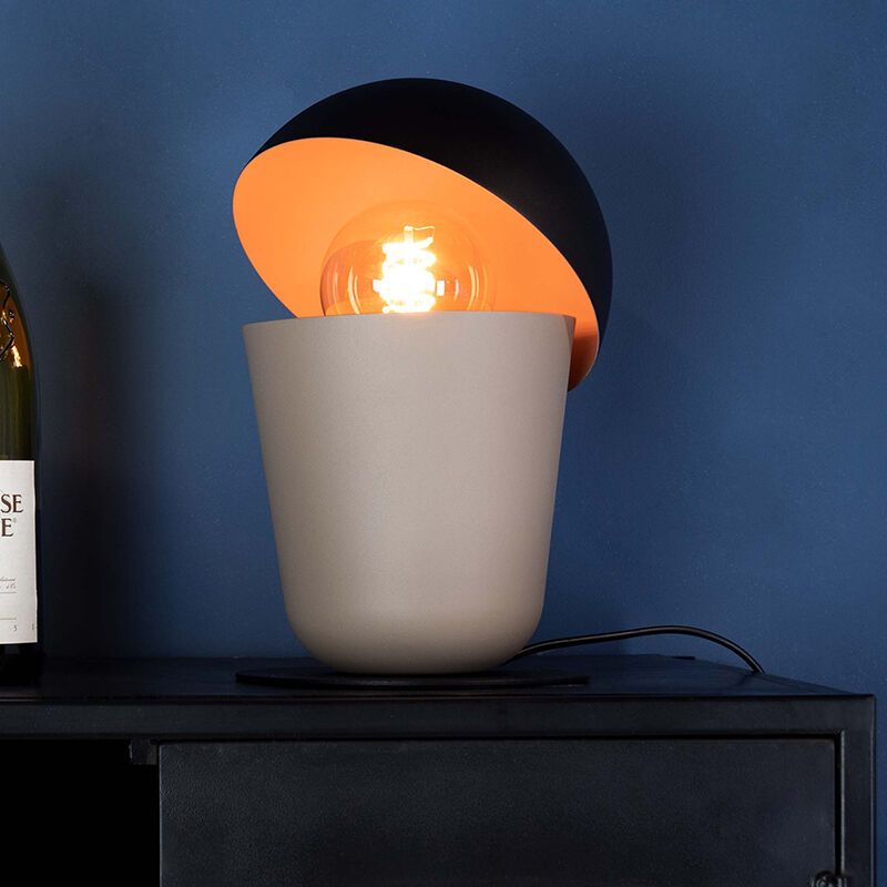 Hliníková industriální stolní lampa taupe, Werner, s vypínačem