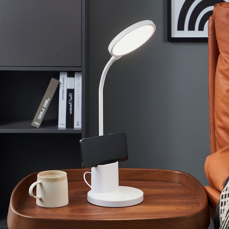 Plastová stolní lampa bílá, Vinnie, 2,1W, LED nastavitelný od teplé po studenou bílou, s 3stupňovým stmíváním