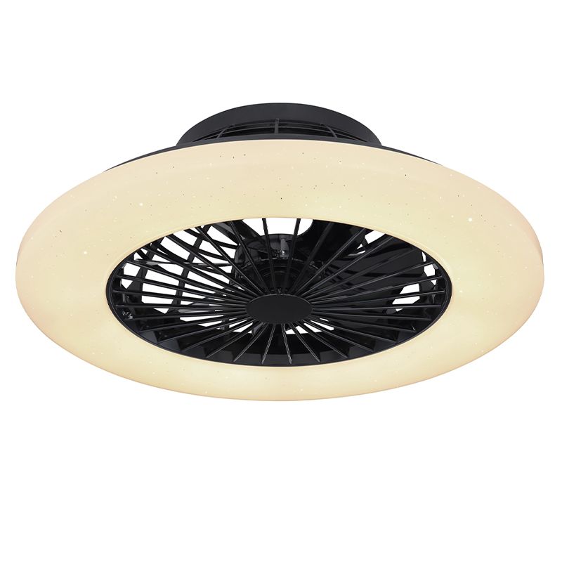Černý moderní stropní ventilátor z plastu, Joni, 40W, nastavitelný výkon LED světla z teplé až studené bílé, s dálkovým ovládáním