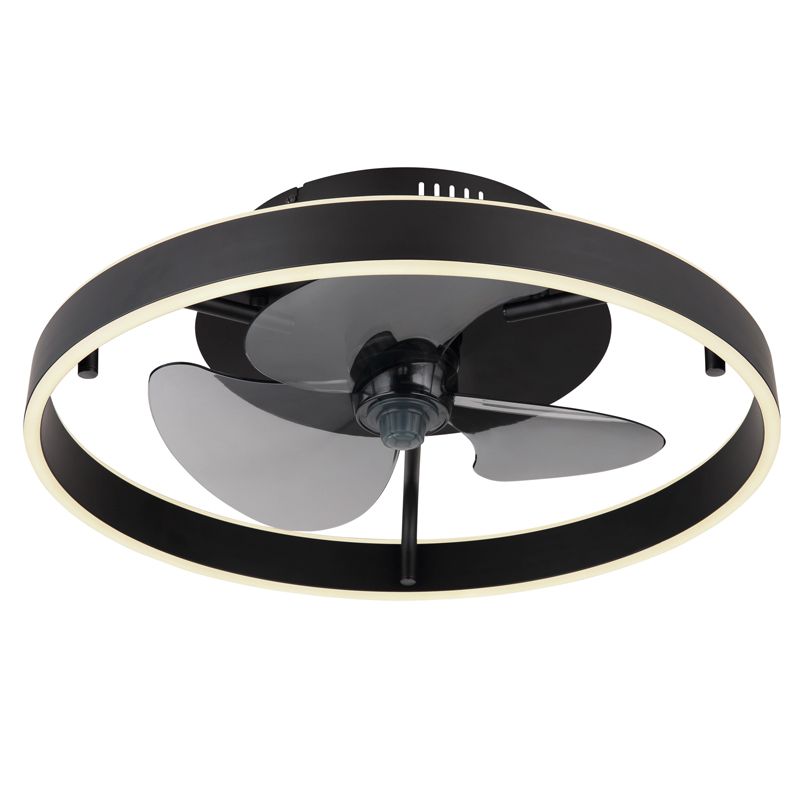 Černý moderní stropní ventilátor z plastu, Joos, 40W, nastavitelný LED výkon z teplé až studené bílé, s dálkovým ovládáním
