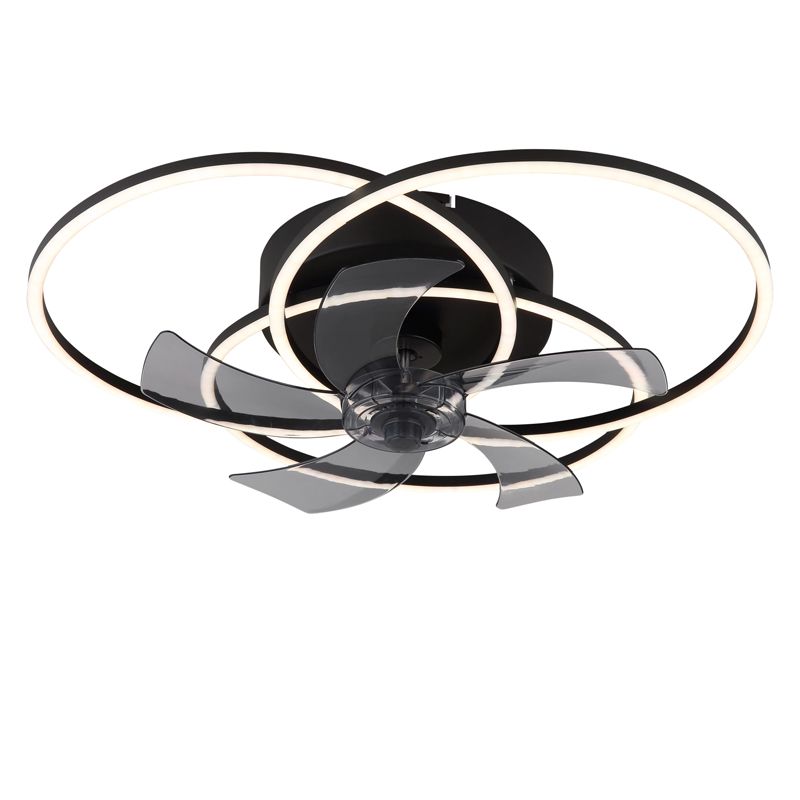 Černý hliníkový stropní ventilátor, Kamiel, 40W, nastavitelný LED výkon z teplé až studené bílé, s dálkovým ovládáním