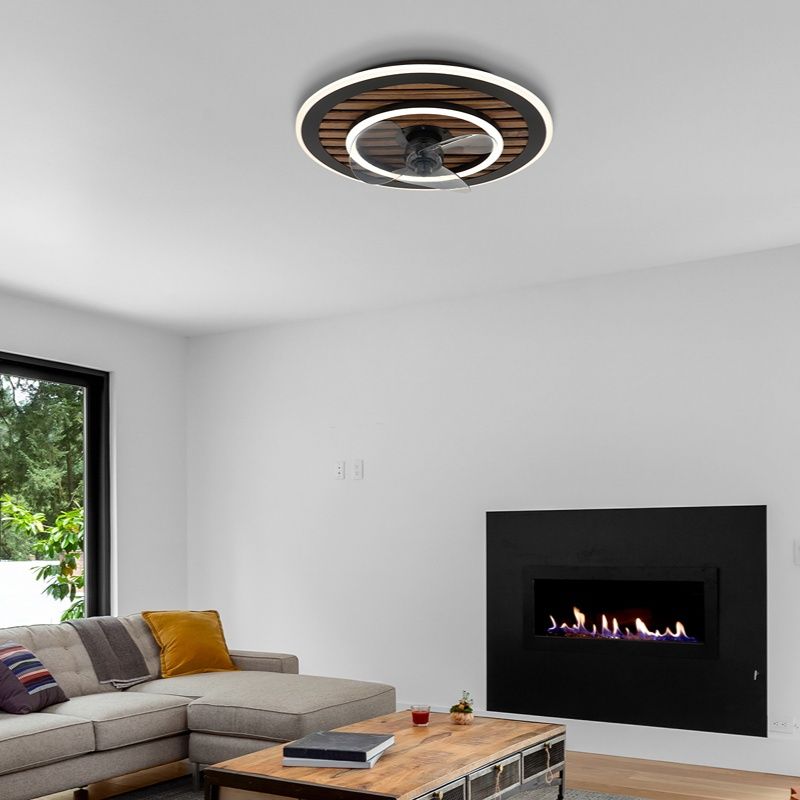 Stropní ventilátor Maha v černém kovovém provedení, 36W, nastavitelný LED svítivost od teplé do studené bílé, s dálkovým ovládáním