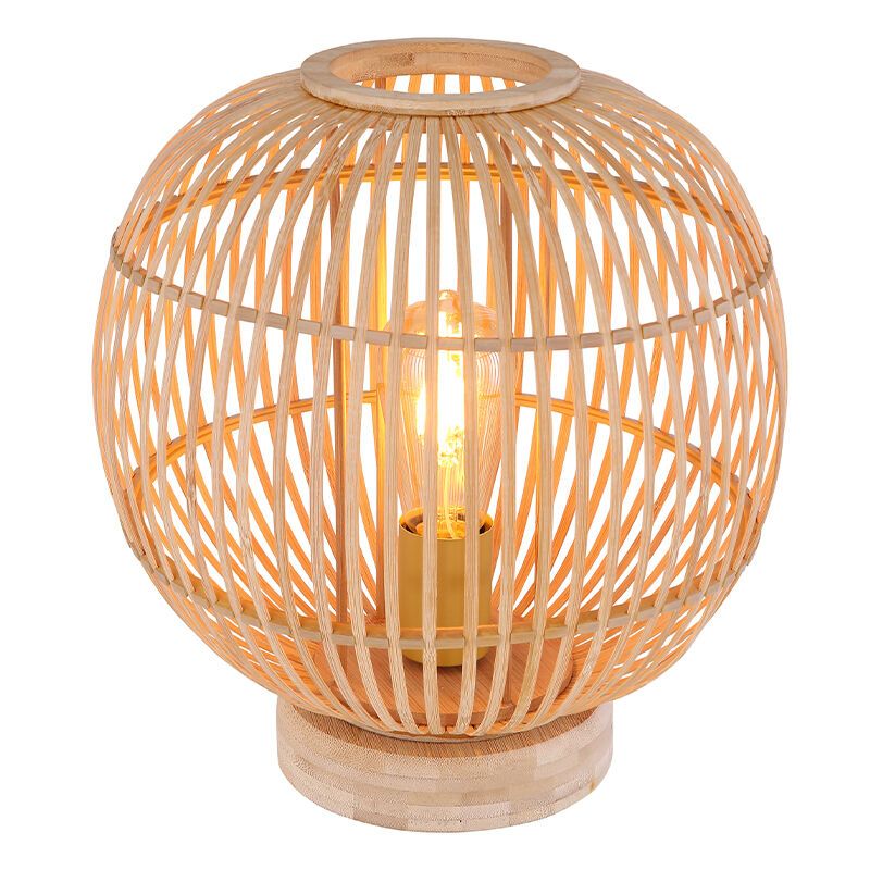 Dřevěná rustikální stolní lampa hnědá, Terry, s vypínačem Dřevěná rustikální stolní lampa hnědá, Terry, s vypínačem