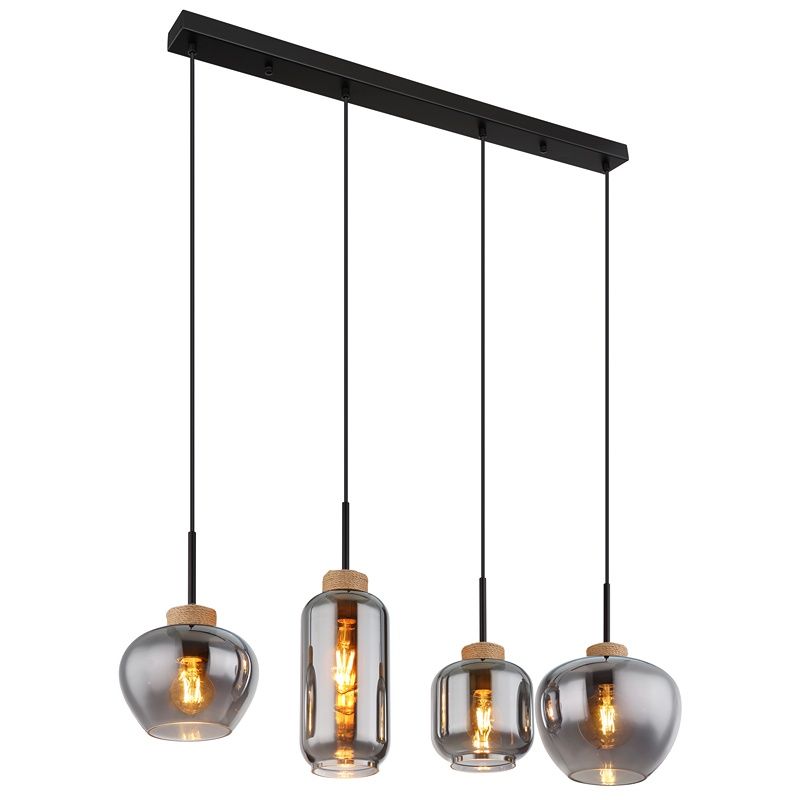 Skleněné designové závěsné světlo černé, Marck