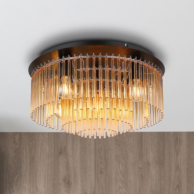 Skleněné designové stropní svítidlo jantarové, Genelva