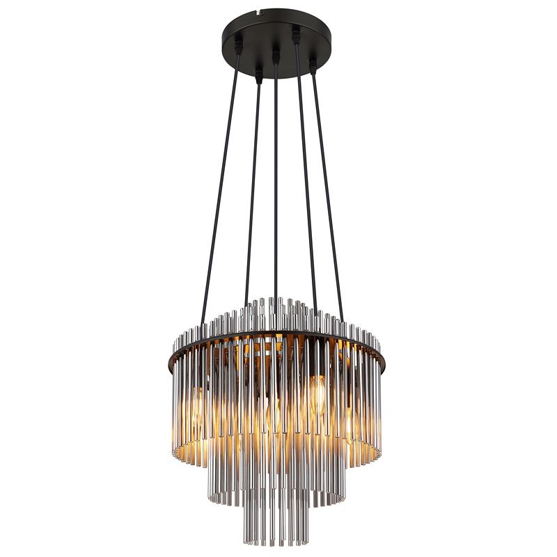 Skleněné designové závěsné světlo černé, Genelva