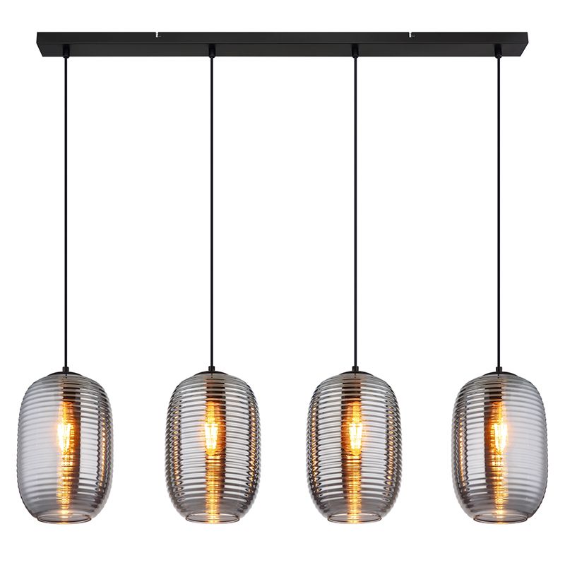 Skleněné designové závěsné světlo černé, Arina