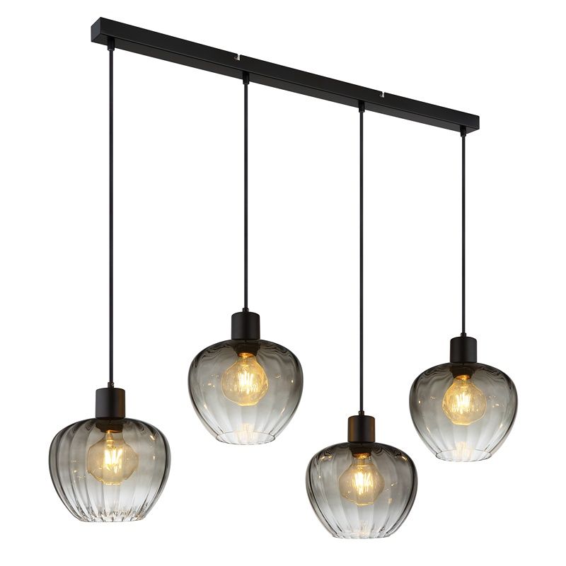 Skleněné designové závěsné světlo černé, Tilda