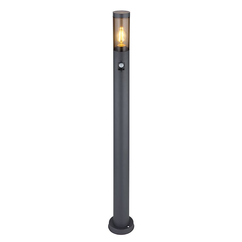 Nerezové Oceli moderní venkovní lampa stojací se senzorem pohybu černá, Ishara, IP44